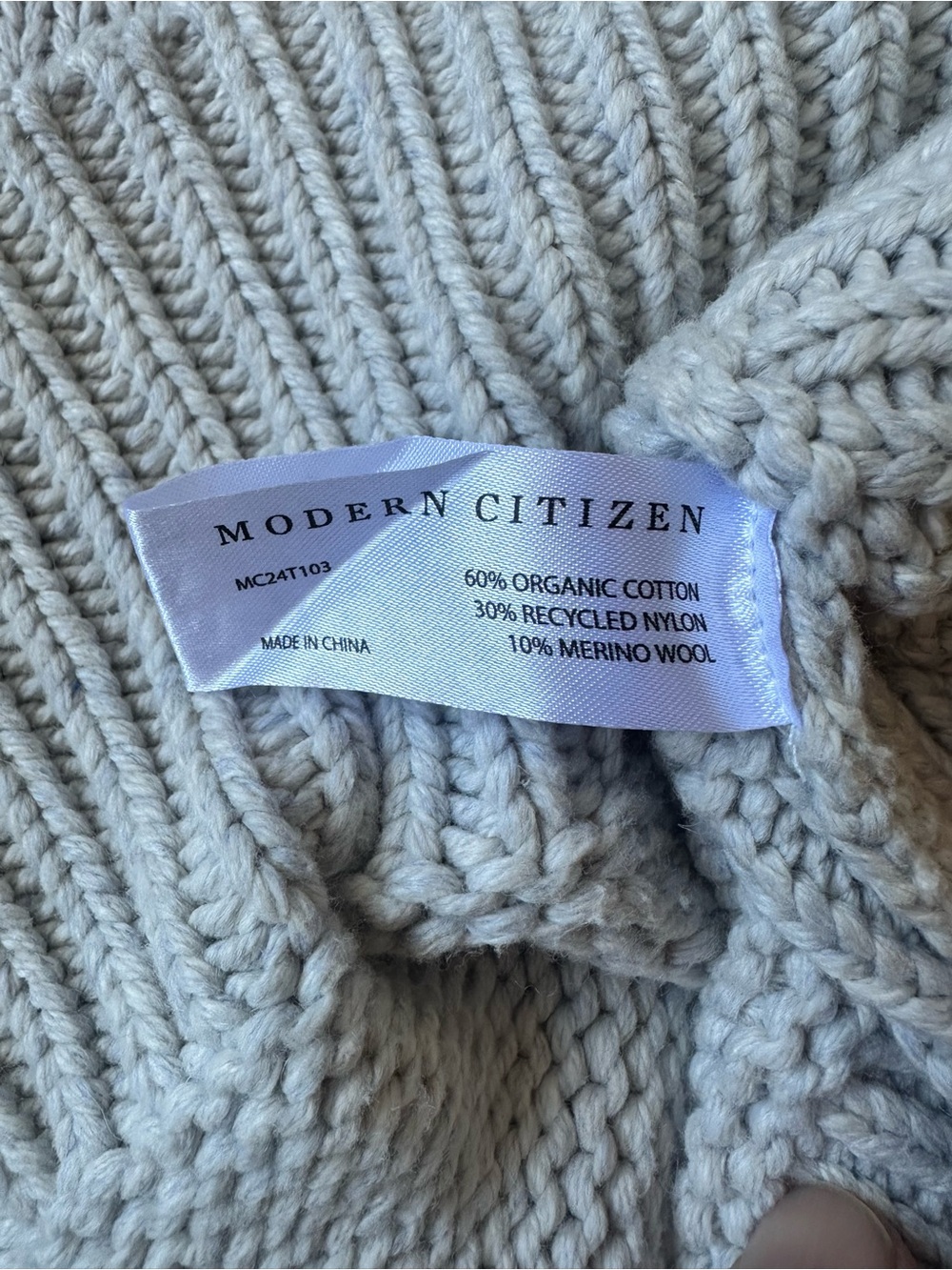 Modern Citizen Archie Deep U Scoop Neck Cotton Sweater Nimbus Light Gray Sze Med - Picture 12 of 16
